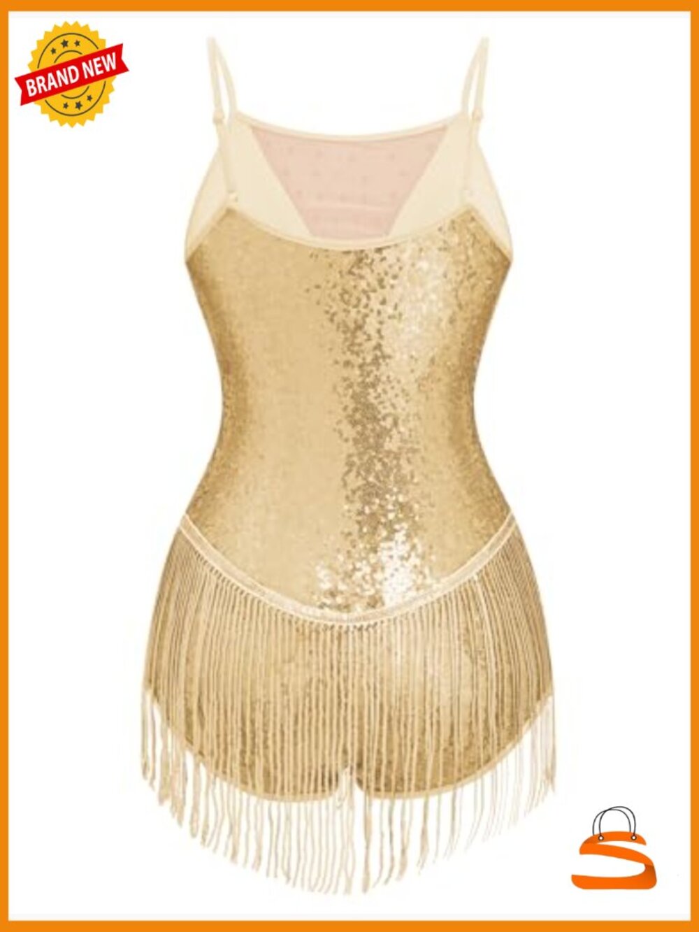 Sequin Fringe Romper Bodysuit for Women Latin Jazz Dance Leotard Rave Outfit - Picture 2 of 7